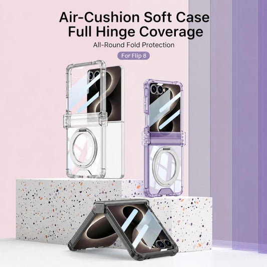 GKK Integrated Airbag Hinge Full Coverage Phone Case with Magnetic Rotation Bracket, For Galaxy Z Flip8 5G