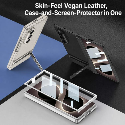 GKK Integrated Magnetic Triumph Skin Feel Vegan Leather Phone Case with Holder, For Galaxy Z Fold8 Ultra 5G