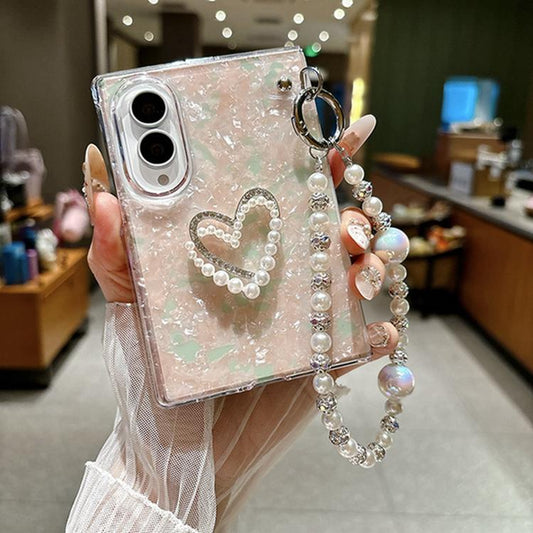 Pearlescent Shell Texture Phone Case with DIY Bracelet, For Galaxy Z Fold8 5G