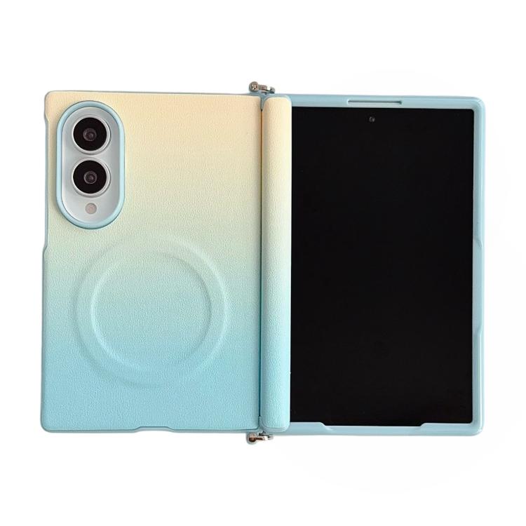 Side Clamp Central Axis Dual Magnetic Closure Colorful Gradient Leather Texture Phone Case, For Galaxy Z Fold8 5G