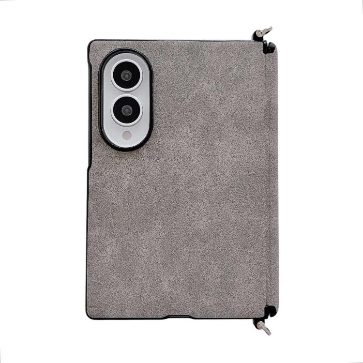 Side Clamp Central Axis Lambskin Leather Phone Case, For Galaxy Z Fold8 5G