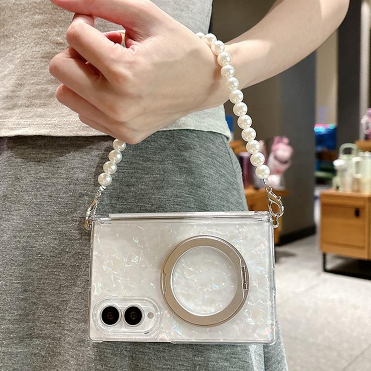 Side Clip Axial Magnetic Shell Pattern 360 Holder Phone Case with Bracelet, For Galaxy Z Fold8 5G
