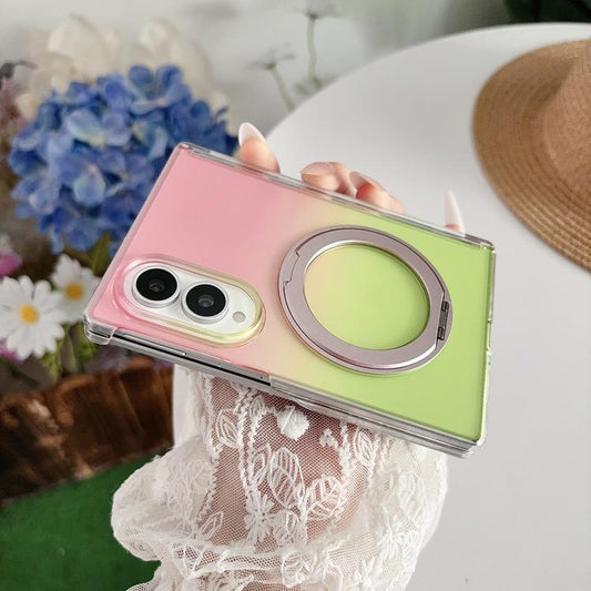 Lens-Frame Shield Hinge Magnetic Gradient Color Phone Case with Holder, For Galaxy Z Fold8 5G
