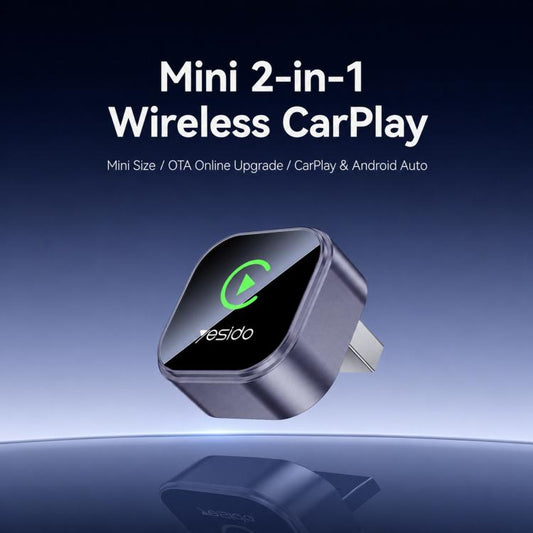 Yesido KM31 Mini 2-in-1 Wired to Wireless CarPlay and Android Auto Car Adapter, KM31