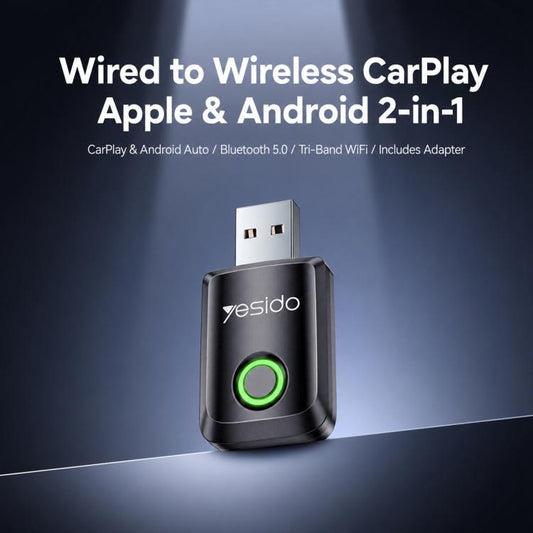 Yesido KM32 2-in-1 Wireless CarPlay and Android Auto Adapter, Wired to Wireless Car Converter, KM32