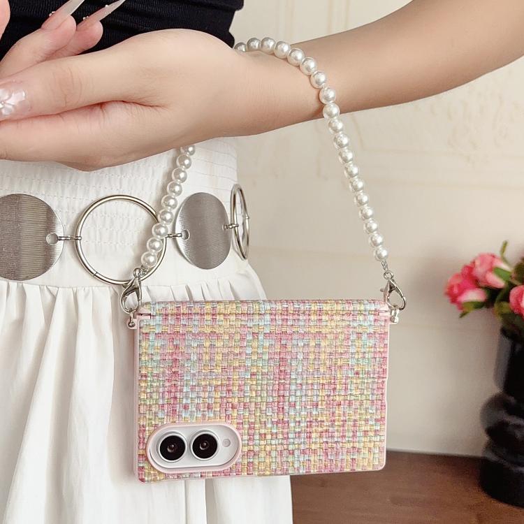 Side Clamp Magnetic Central Axis Fantasy Weave Texture Phone Case with Bracelet, For Galaxy Z Fold8 5G