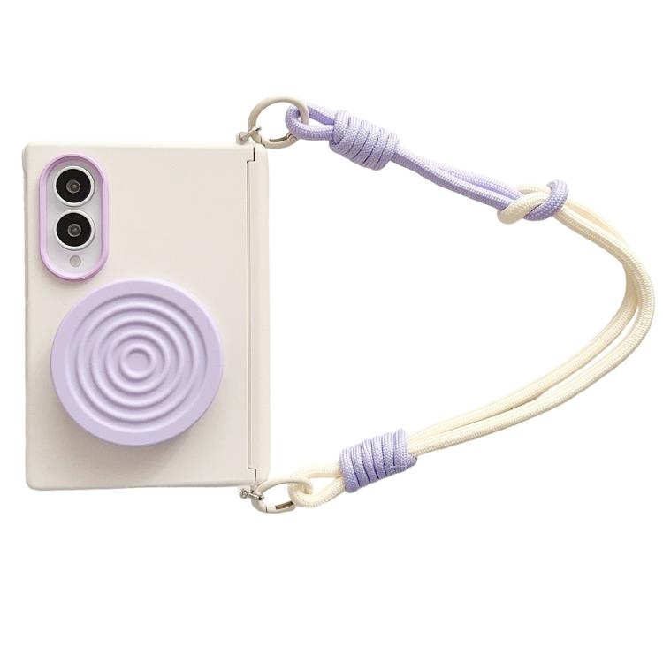 Side Clamp Magnetic Central Axis Lens-Frame Phone Case with Wrist Strap & Holder, For Galaxy Z Fold8 5G