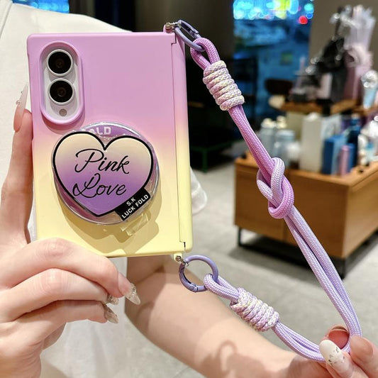 Side Clamp Magnetic Central Axis Lens-Frame Phone Case with Wrist Strap & Holder, For Galaxy Z Fold8 5G