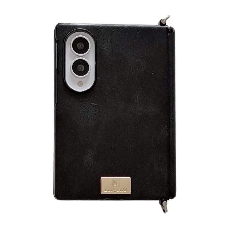 Side Buckle Axis Magnetic Crazy Horse Pattern Nameplate Phone Case, For Galaxy Z Fold8 5G