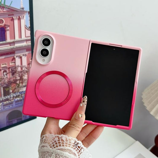 Skin Feel Gradient Rose Pink Magnetic Phone Case, For Galaxy Z Fold8 5G, For Galaxy Z Fold8 Ultra 5G, For Galaxy Z Flip8 5G, For Galaxy Z Fold7 5G, For Galaxy Z Flip7 5G, For Galaxy Z Fold6 5G, For Galaxy Z Fold5 5G