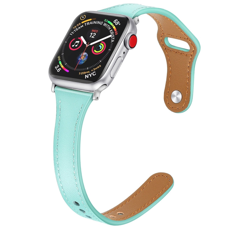 Leather Replacement Strap Watchband with Steel Button, For Apple Watch Series 7 41mm / & 6 & SE & 5 & 4 40mm, For Apple Watch Series 7 45mm / & 6 & SE & 5 & 4 44mm
