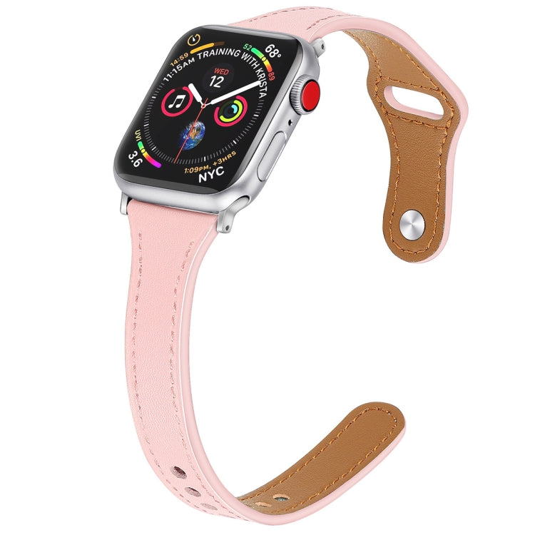 Leather Replacement Strap Watchband with Steel Button, For Apple Watch Series 7 41mm / & 6 & SE & 5 & 4 40mm, For Apple Watch Series 7 45mm / & 6 & SE & 5 & 4 44mm