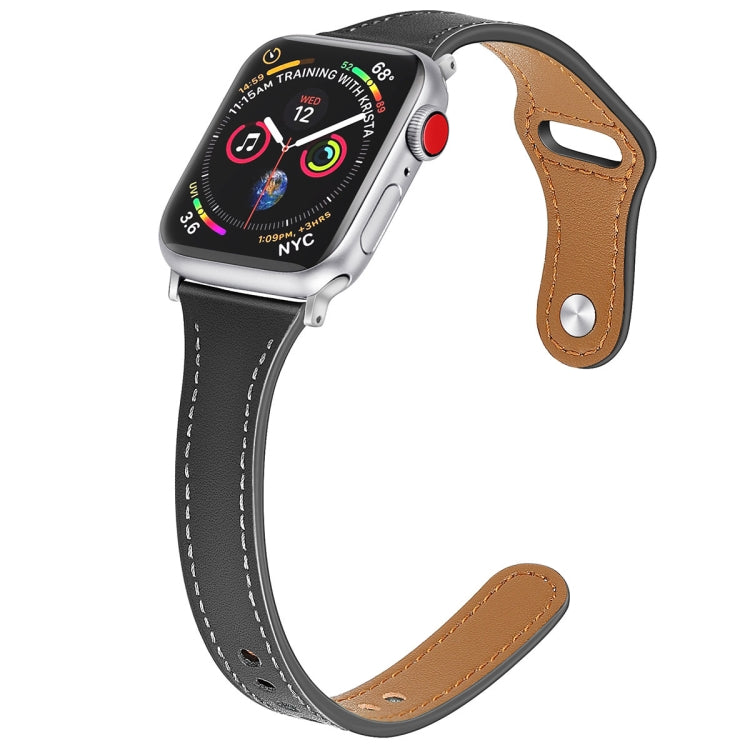 Leather Replacement Strap Watchband with Steel Button, For Apple Watch Series 7 41mm / & 6 & SE & 5 & 4 40mm, For Apple Watch Series 7 45mm / & 6 & SE & 5 & 4 44mm