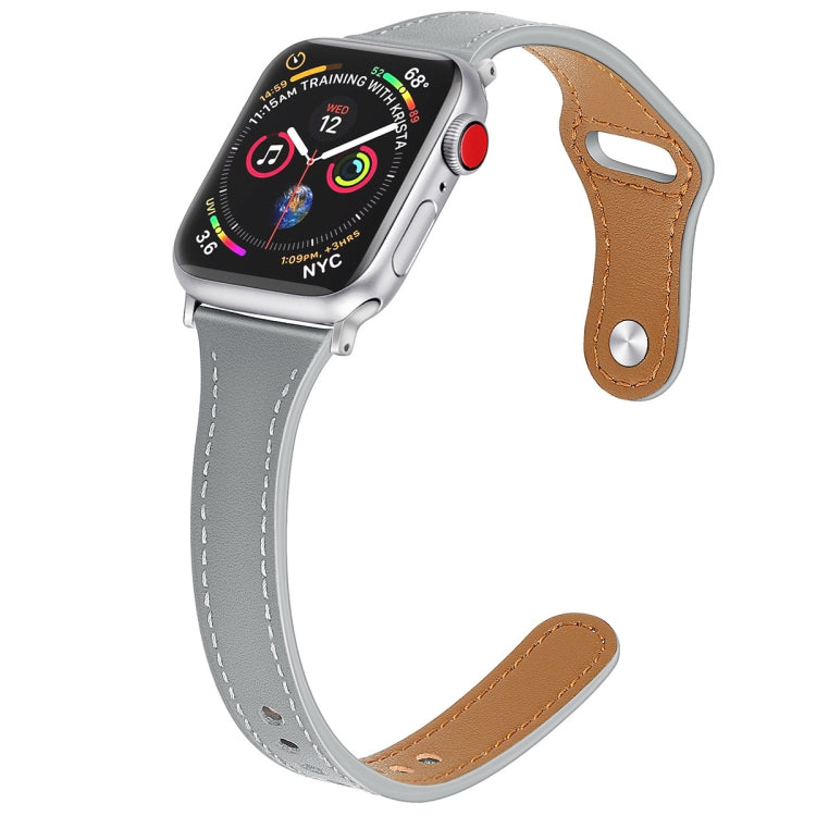 Leather Replacement Strap Watchband with Steel Button, For Apple Watch Series 7 41mm / & 6 & SE & 5 & 4 40mm, For Apple Watch Series 7 45mm / & 6 & SE & 5 & 4 44mm
