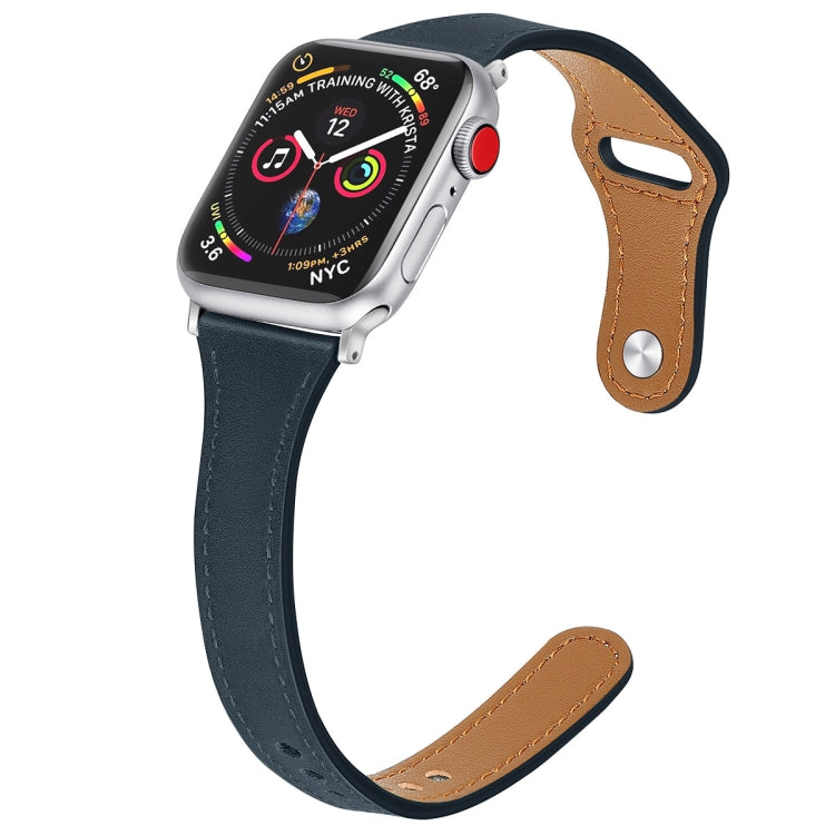 Leather Replacement Strap Watchband with Steel Button, For Apple Watch Series 7 41mm / & 6 & SE & 5 & 4 40mm, For Apple Watch Series 7 45mm / & 6 & SE & 5 & 4 44mm