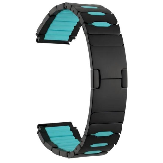 Metal Hybrid Silicone Stainless Steel Watch Band, 22mm