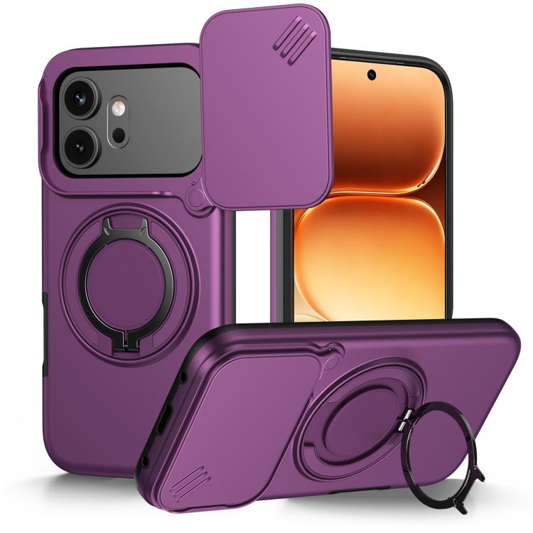 Camera Sliding Shield Magnetic Rotation Holder Phone Case, For Honor 600 / 600 Pro Global
