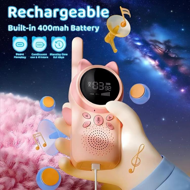 1 Pair D25 Cat Ear Design Children Handheld Two-Way Walkie Talkies