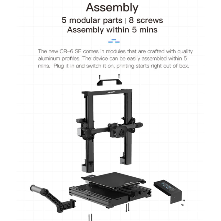 CREALITY CR-6 SE 350W Intelligent Leveling-free DIY 3D Printer, Print Size : 23.5 x 23.5 x 25cm, EU Plug, CR-6 SE