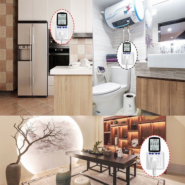 AC 230V 50Hz Max 16A LCD Display Energy Meter Watt Volt Voltage Power Analyzer Automatic Electricity Monitor Analyzer Power, EU Plug, AC 230V EU Plug