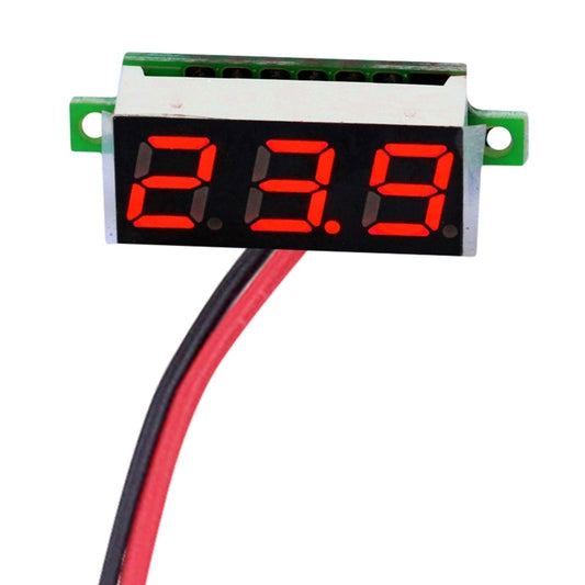 10 PCS 0.28 inch 2 Wires Adjustable Digital Voltage Meter, Color Light Display, Measure Voltage: DC 2.5-30V