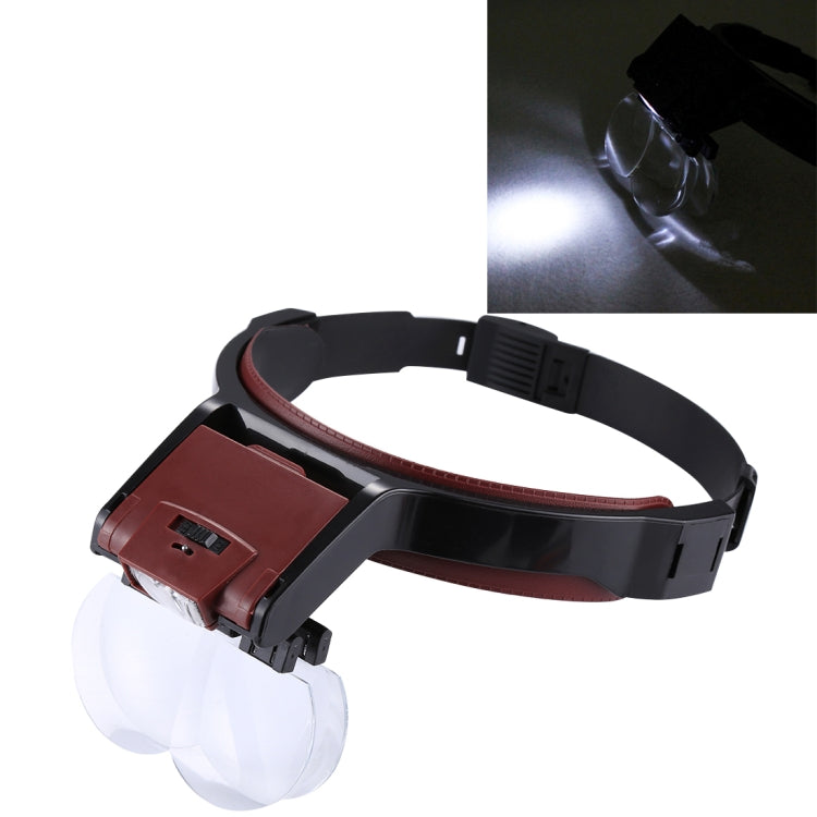 Multi-function Adjustable Maintenance Dentistry Reading Head Magnifier with 2 LED Light & 4 Lenses (1.7X, 2X, 2.5X, 4X), 5 Lens 1.0X-3.5X (Black)