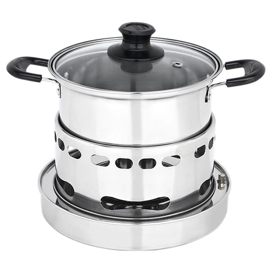 Portable Outdoor Stainless Steel Wick Alcohol Stove Single Small Pot Set, Size: 14cm, Size: 14cm