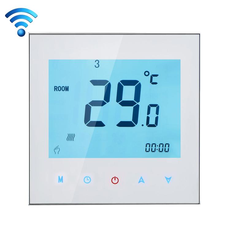 BHT-1000-GB-WIFI 16A Load Electronic Heating Type Touch LCD Digital WiFi Heating Room Thermostat with Sensor, Display Clock / Temperature / Periods / Time / Week / Heat etc., BHT-1000 16A (Black), BHT-1000 16A (White)