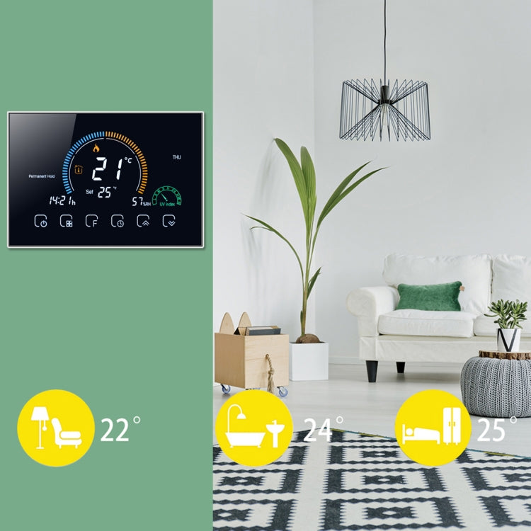 BHT-8000-GA Control Water Heating Energy-saving and Environmentally-friendly Smart Home Negative Display LCD Screen Round Room Thermostat without WiFi, without WiFi