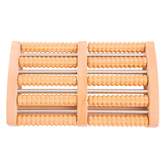Thickened Large Non-slip Five-row Solid Wood Roller Foot Massager