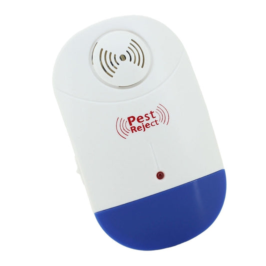 Electronic Ultrasonic Mosquito Rat Pest Control Repeller with LED Light, EU Plug AC90V-250V (White+Blue)