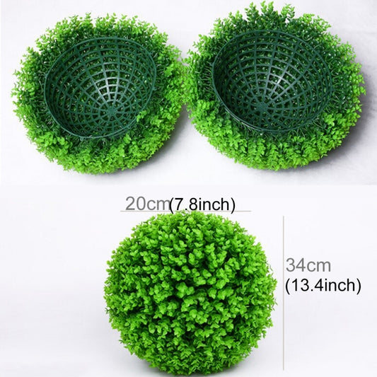 Artificial Green Eucalyptus Plant Ball Topiary Wedding Event Home Outdoor Decoration Hanging Ornament, Diameter: 13.4 inch