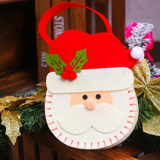 Sac cadeau de Noël créatif style dessin animé Père Noël, sacs à main cadeaux de pommes en tissu non tissé