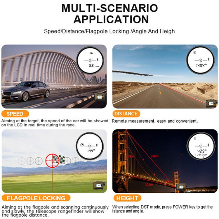 SNDWAY SW1500A Handheld Outdoor Waterproof Telescope Range Finder Distance Measurer, 1500m, 1500m