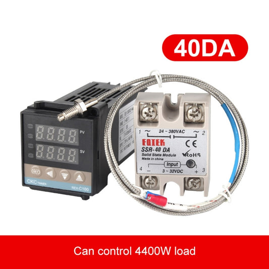 REX-C100 Thermostat + Thermocouple + SSR-40 DA Solid State Module Intelligent Temperature Control Kit, 40DA