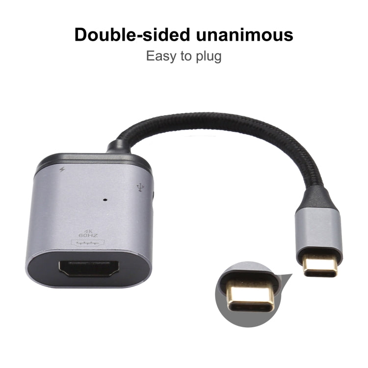 4K 60Hz USB-C / Type-C to HDMI + PD Data Sync Adapter Cable, Type-C to HDMI