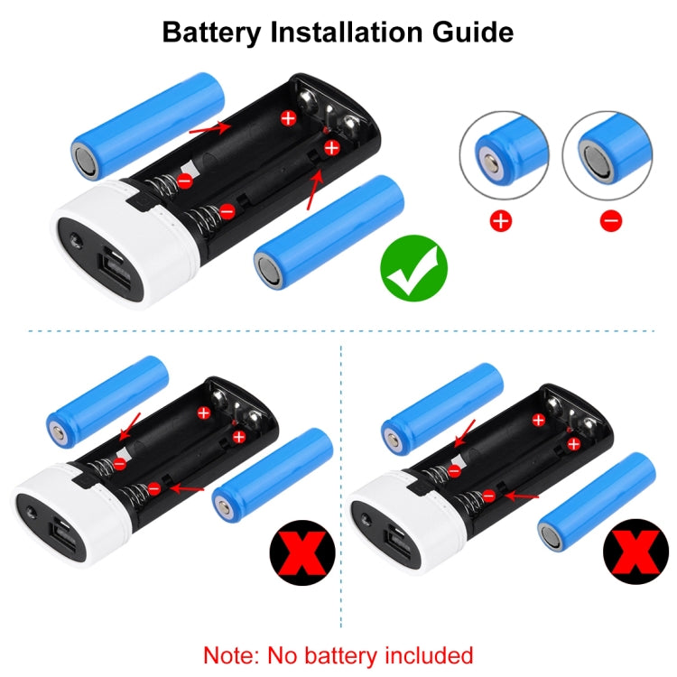HAWEEL DIY 2x 18650 Battery (Not Included) 5600mAh Power Bank Shell Box with USB Output & Indicator, DIY 2 Batteries(Black), DIY 2 Batteries(White)