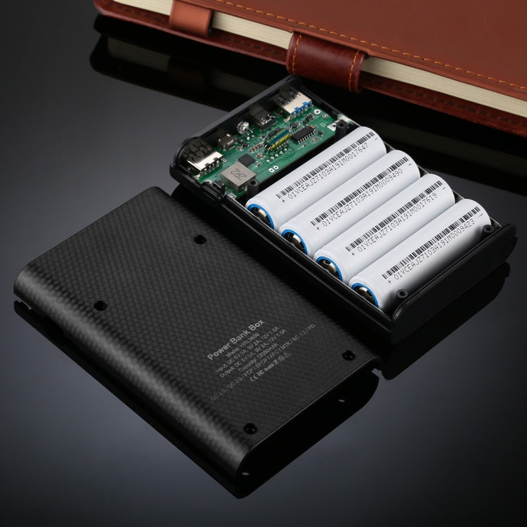HAWEEL DIY 4x 18650 Battery (Not Included) 12000mAh Dual-way QC Charger Power Bank Shell Box with 2x USB Output & Display, Support QC 2.0 / QC 3.0 / FCP / SFCP / AFC / MTK / BC 1.2 / PD, DIY 4x 18650 Batteries 12000mAh