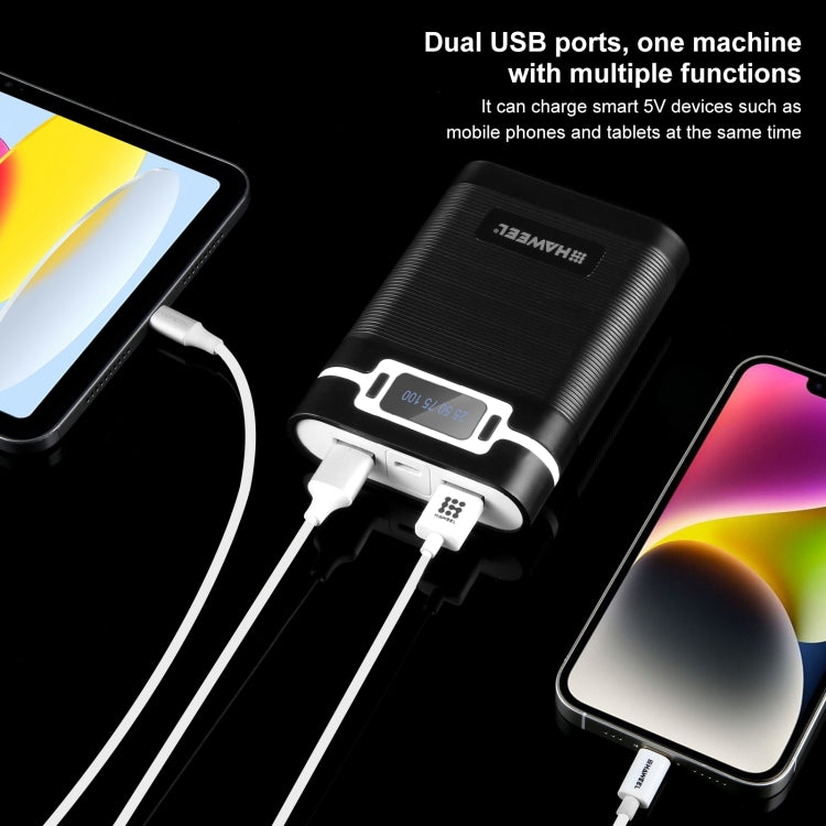 HAWEEL DIY 4x 18650 Battery (Not Included) 10000mAh Dual-way QC Charger Power Bank Shell Box with 2x USB Output & Display, Support PD / QC / SCP / FCP / AFC / PPS / PE, DIY 4x 18650 Batteries 10000mAh QC