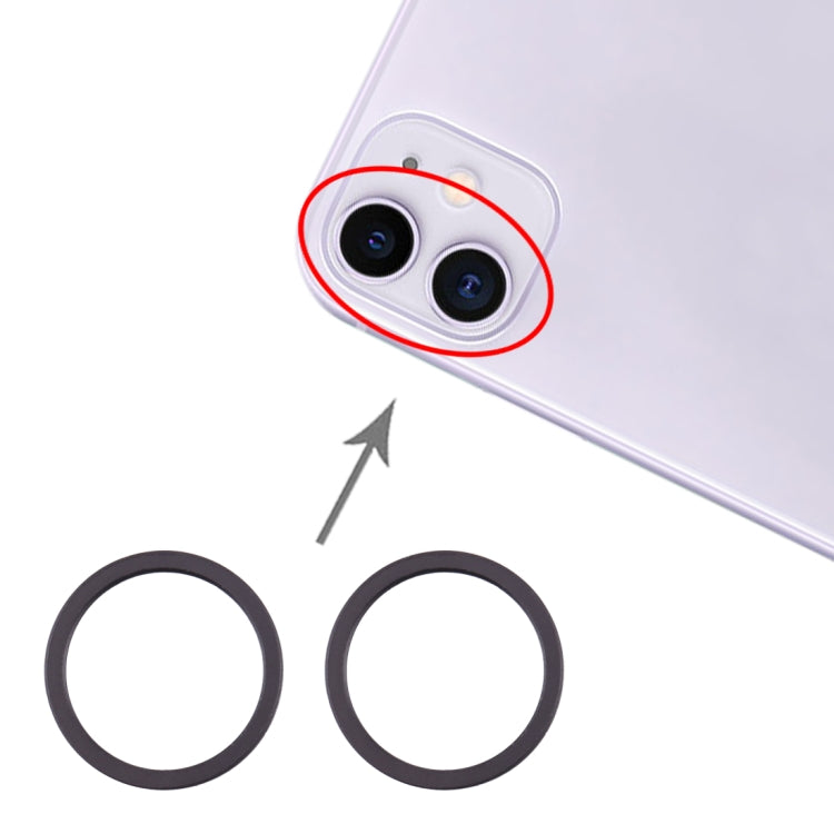 Lot de 2 anneaux de protection en métal pour objectif de caméra arrière pour iPhone 11