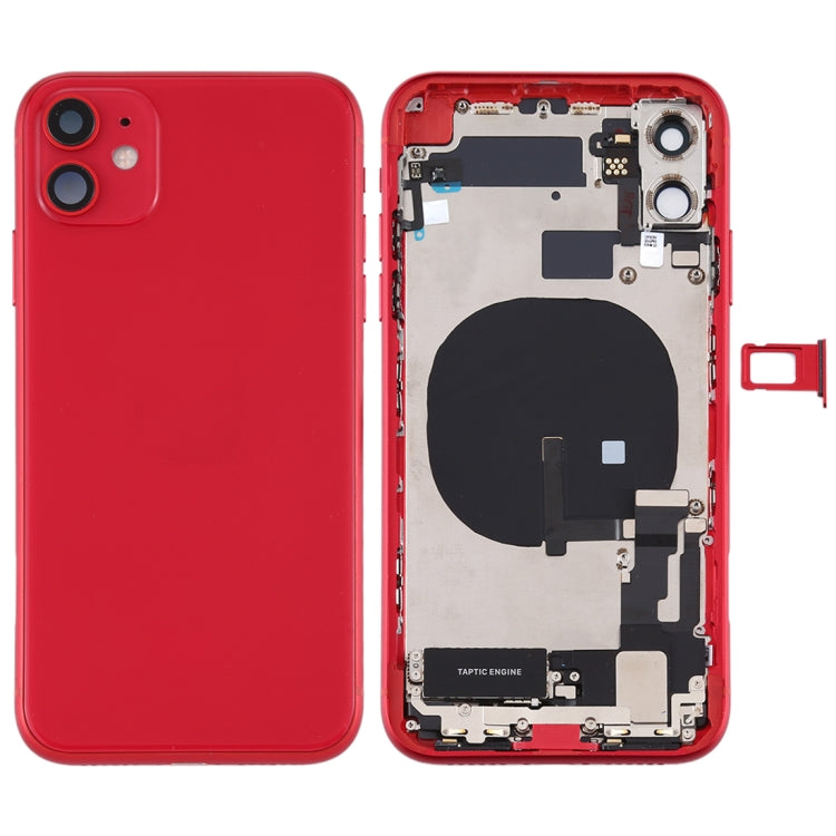 Battery Back Cover Assembly (with Side Keys & Power Button + Volume Button Flex Cable & Wireless Charging Module & Motor & Charging Port & Speaker Ringer Buzzer & Card Tray & Camera Lens Cover) for iPhone 11, For iPhone 11, For iPhone 11(Assembly)