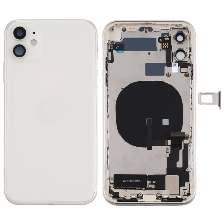 Battery Back Cover Assembly (with Side Keys & Power Button + Volume Button Flex Cable & Wireless Charging Module & Motor & Charging Port & Speaker Ringer Buzzer & Card Tray & Camera Lens Cover) for iPhone 11, For iPhone 11, For iPhone 11(Assembly)