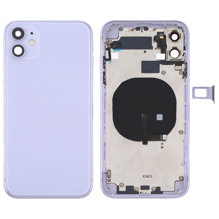 Cache arrière de la batterie (avec touches latérales, tiroir à cartes, câble flexible d'alimentation et de volume, module de charge sans fil) pour iPhone 11, pour iPhone 11