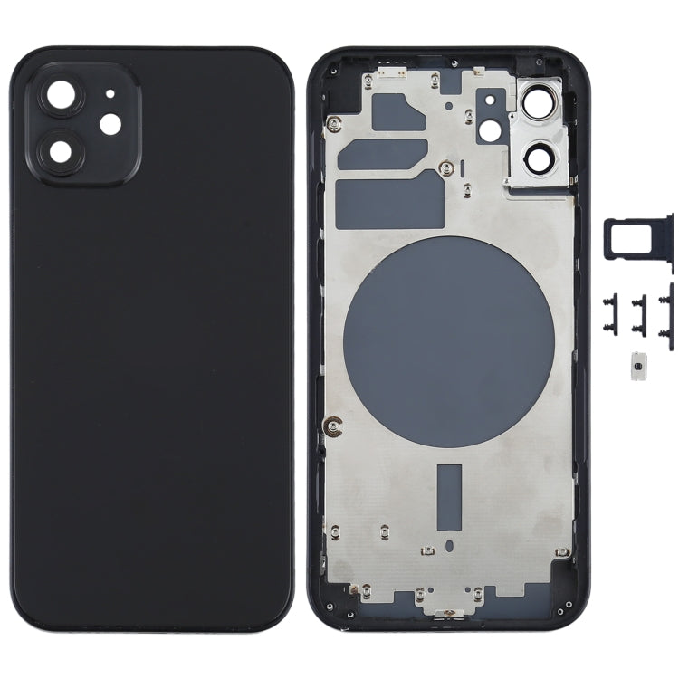Back Housing Cover with SIM Card Tray & Side Keys & Camera Lens for iPhone 12(White), For iPhone 12(with Card Tray), For iPhone 12(with SIM Card Tray), Back Housing Cover for 12