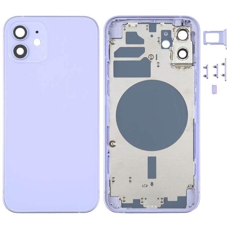 Back Housing Cover with SIM Card Tray & Side Keys & Camera Lens for iPhone 12(White), For iPhone 12(with Card Tray), For iPhone 12(with SIM Card Tray), Back Housing Cover for 12