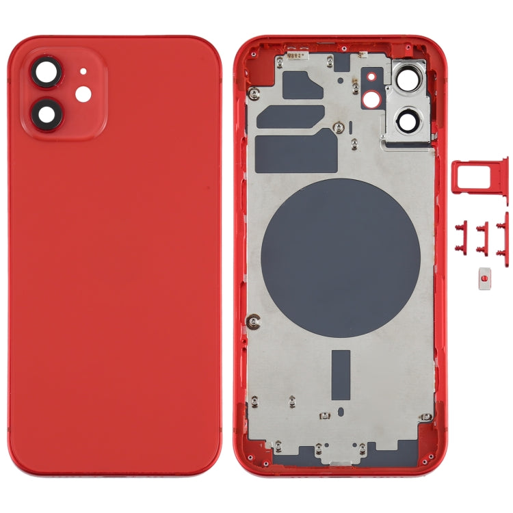 Back Housing Cover with SIM Card Tray & Side Keys & Camera Lens for iPhone 12(White), For iPhone 12(with Card Tray), For iPhone 12(with SIM Card Tray), Back Housing Cover for 12