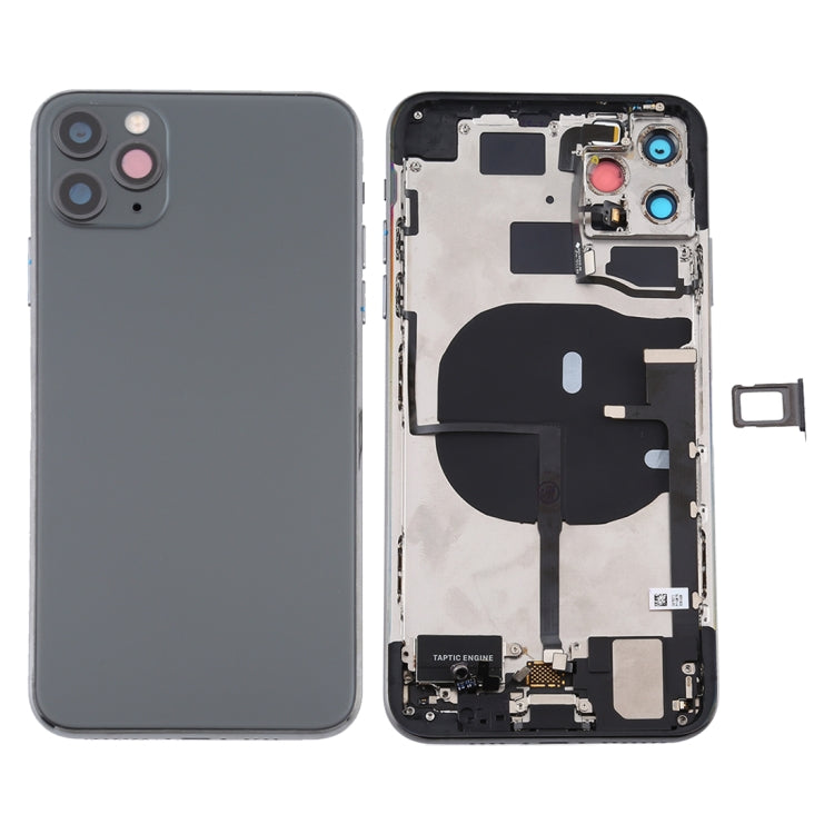 Akkufachdeckel-Baugruppe (mit Seitentasten & Power-Taste + Lautstärketasten-Flexkabel & Wireless-Lademodul & Motor & Ladeanschluss & Lautsprecher-Klingel & Kartenfach & Kameraobjektivabdeckung) für iPhone 11 Pro, Für iPhone 11 Pro...