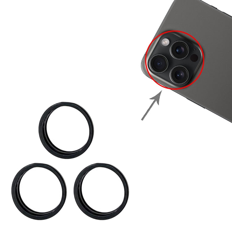 For iPhone 15 Pro / 15 Pro Max 3pcs/set Rear Camera Glass Lens Metal Outside Protector Hoop Ring, For iPhone 15 Pro / 15 Pro Max