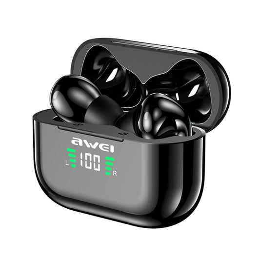 Awei T29P Casque Bluetooth V5.0 à affichage numérique LED sans fil pour le sport, étanche IPX4, avec étui de chargement