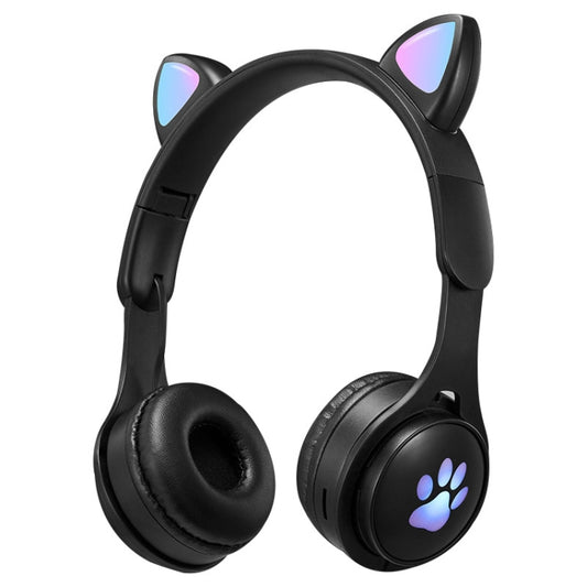B30 Cat Paw Cat Ears Colorful Luminous Foldable Bluetooth Headset with 3.5mm Jack & TF Card Slot
